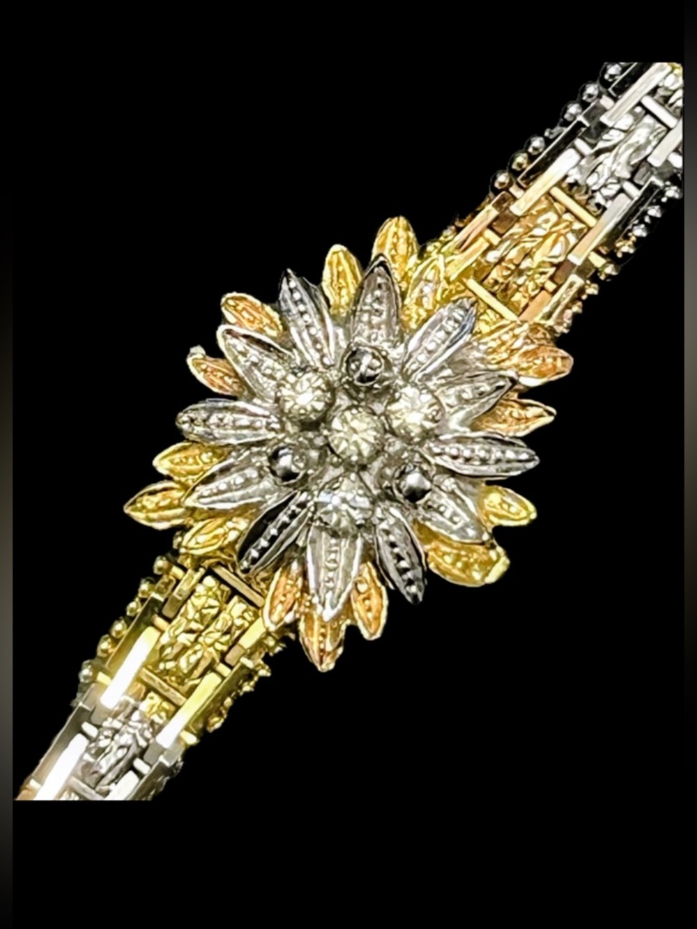 18k white yellow rose gold Technibond Diamond cut Riccio CZ vintage bracelet HSN